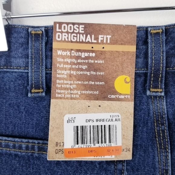 Carhartt Loose Original Fit Work Dungaree Irregular Denim Jeans NWT size 32x34 - Picture 3 of 10